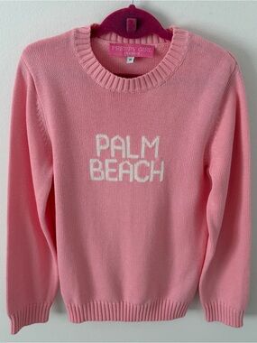Preppy Girl Palm Beach Pink Sweater Size 10 Cotton Acrylic Crewneck Coastal*37
